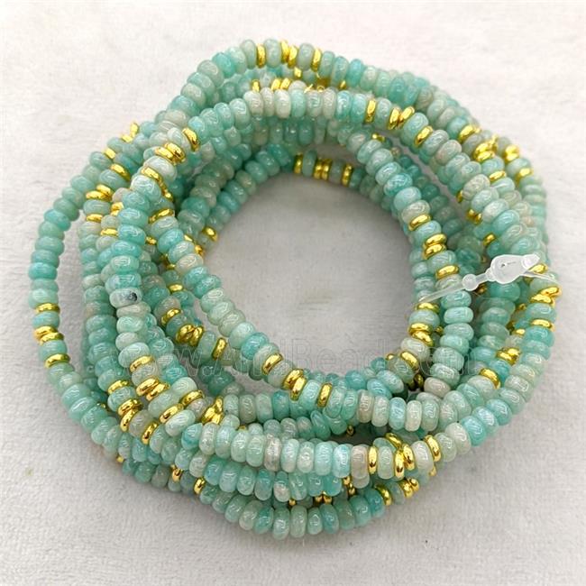 Natural Green Amazonite Bracelets Stretchy Rondelle