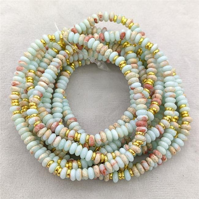 Synthetic Snakeskin Jasper Bracelet Blue Stretchy Rondelle