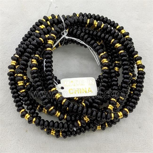 Natural Black Obsidian Bracelet Stretchy Rondelle