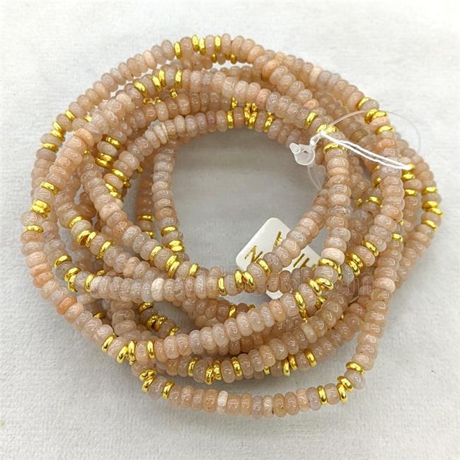 Natural Peach Sunstone Bracelets Stretchy Rondelle