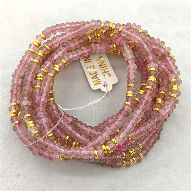 Natural Pink Strawberry Quartz Bracelets Stretchy Rondelle