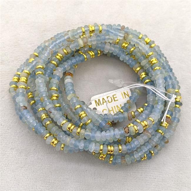 Natural Blue Aquamarine Bracelets Stretchy Rondelle