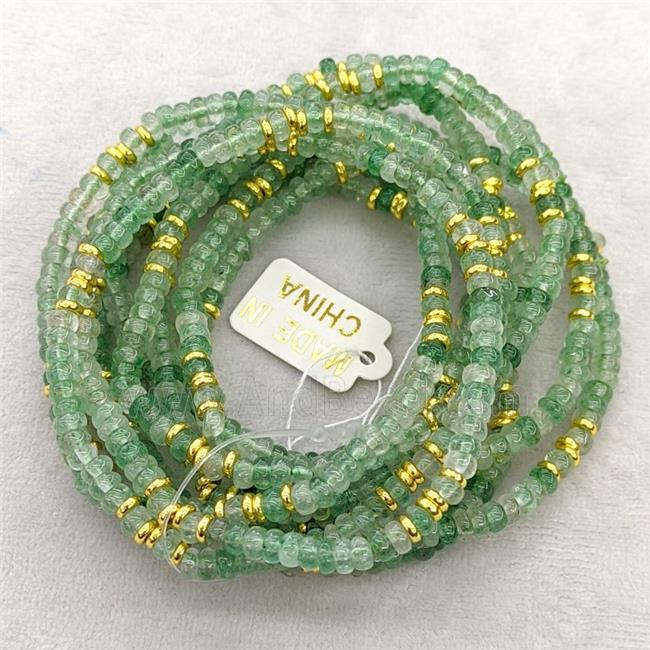 Natural Green Strawberry Quartz Bracelet Stretchy Rondelle