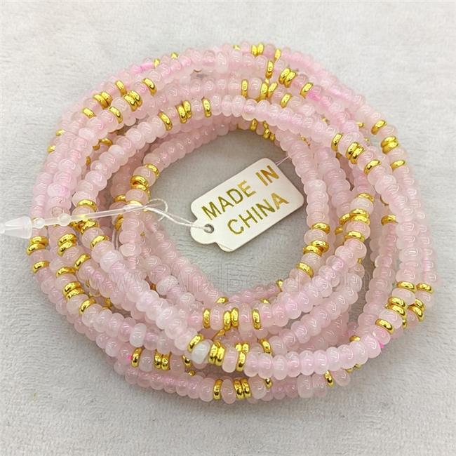 Natural Pink Rose Quartz Bracelets Stretchy Rondelle