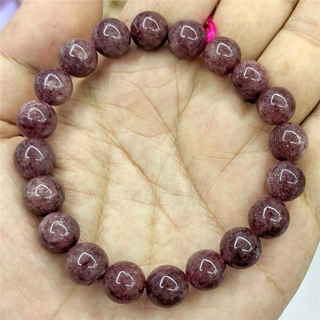 Natural Strawberry Quartz Bracelets Round Stretchy