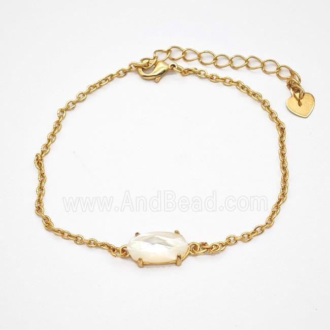White MOP Shell Copper Bracelets Gold Plated