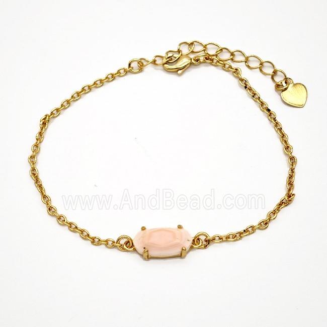 Pink Queen Shell Copper Bracelets Gold Plated