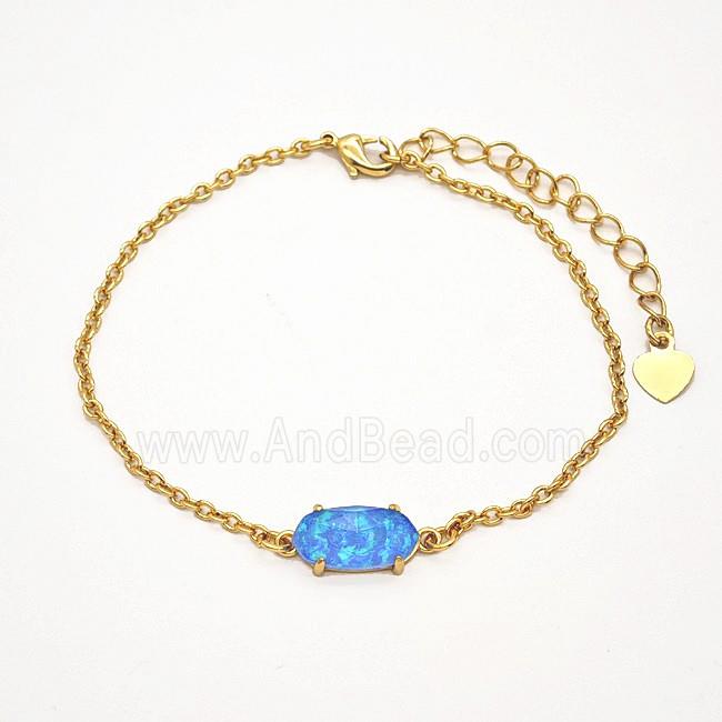 Blue Fireopal Copper Bracelets Gold Plated