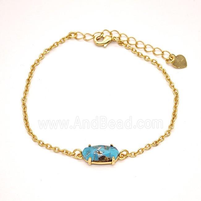 Mosaic Turquoise Copper Bracelets Gold Plated