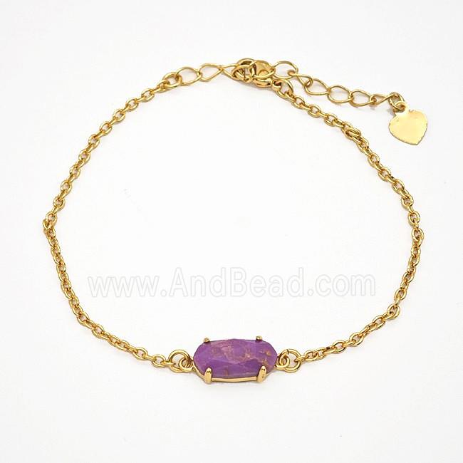 Purple Phosphosiderite Copper Bracelets Gold Plated