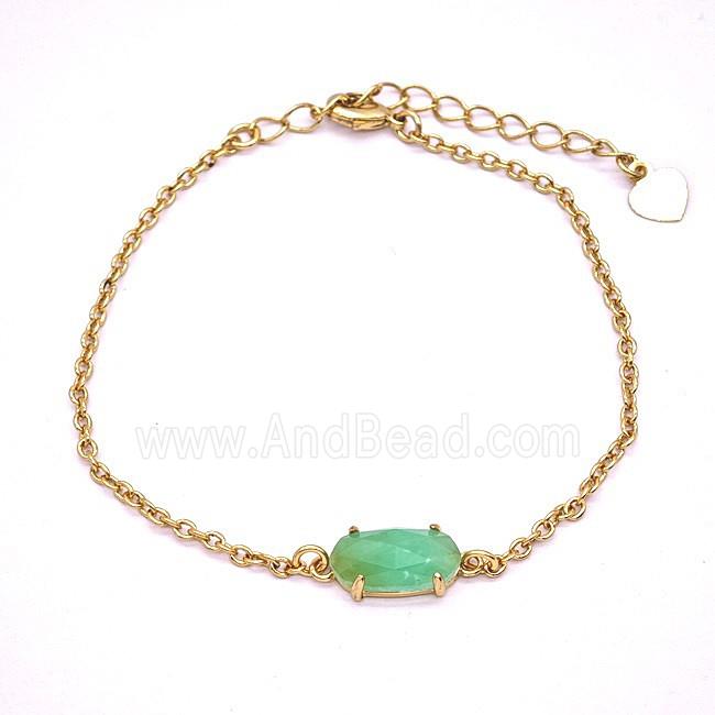 Green Australian Chrysoprase Copper Bracelets Gold Plated