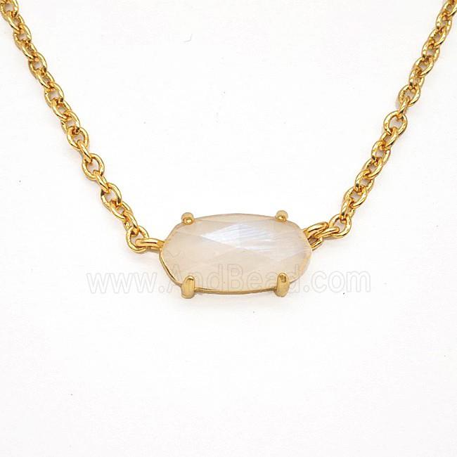 Pink Rose Quartz Copper Necklace Gold Plated
