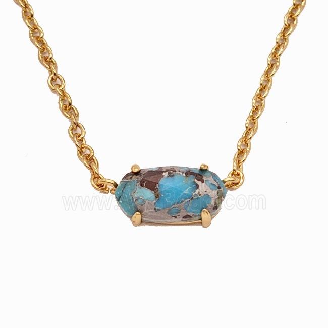 Mosaic Turquoise Copper Necklace Gold Plated