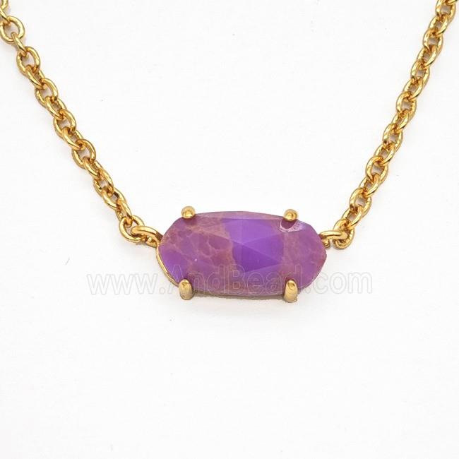 Gemstone Necklace, Gold Plated