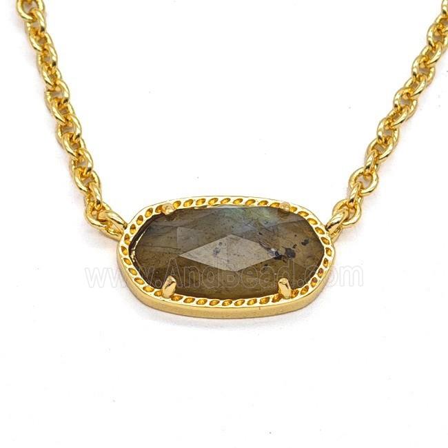 Gemstone Necklace, Gold Plated