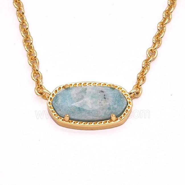 Gemstone Necklace, Gold Plated