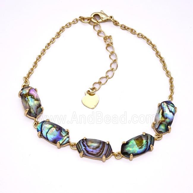 Abalone Shell Copper Bracelet Gold Plated
