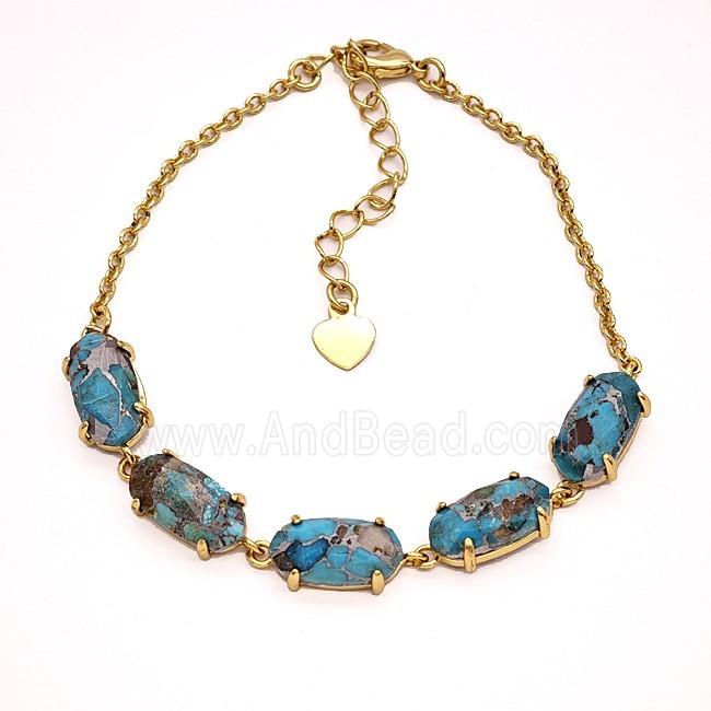 Mosaic Turquoise Copper Bracelet Gold Plated