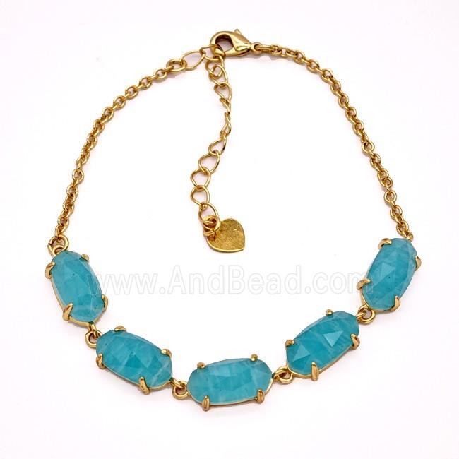 Green Amazonite Copper Bracelet Gold Plated