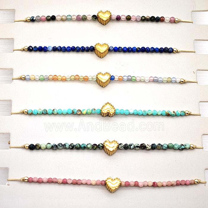 Gemstone Bracelet With Heart Mixed