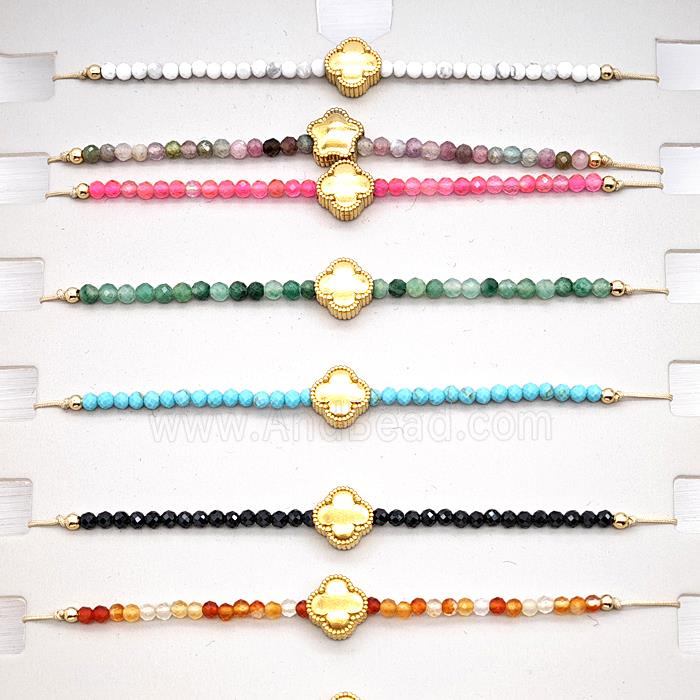 Gemstone Bracelet With Clover Mixed