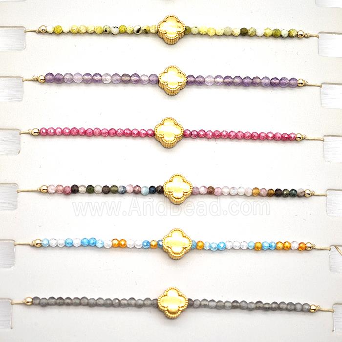 Gemstone Bracelet With Clover Mixed