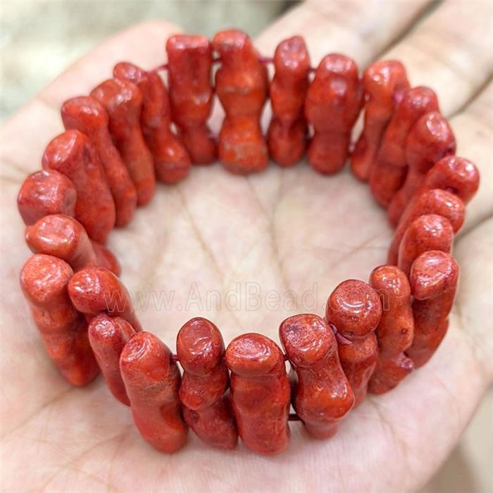Red Coral Stick Bracelets Dye Stretchy