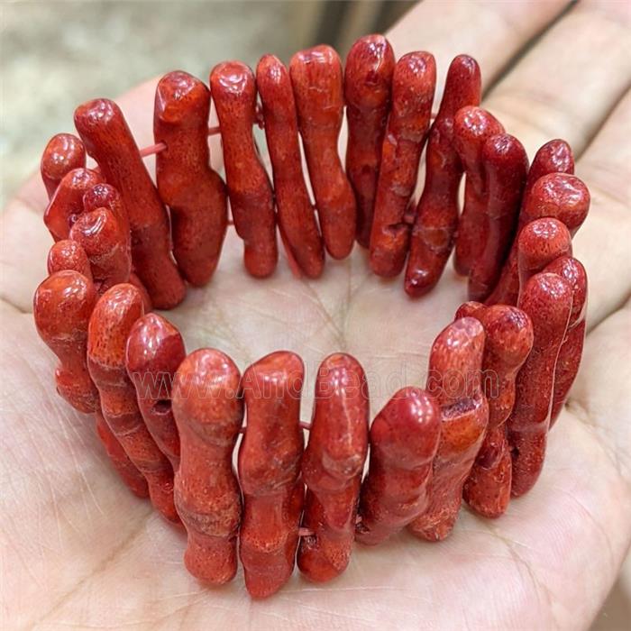 Red Coral Stick Bracelets Dye Stretchy