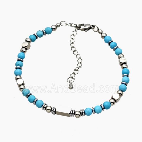 Blue Dye Turquoise Bracelets Adjustable