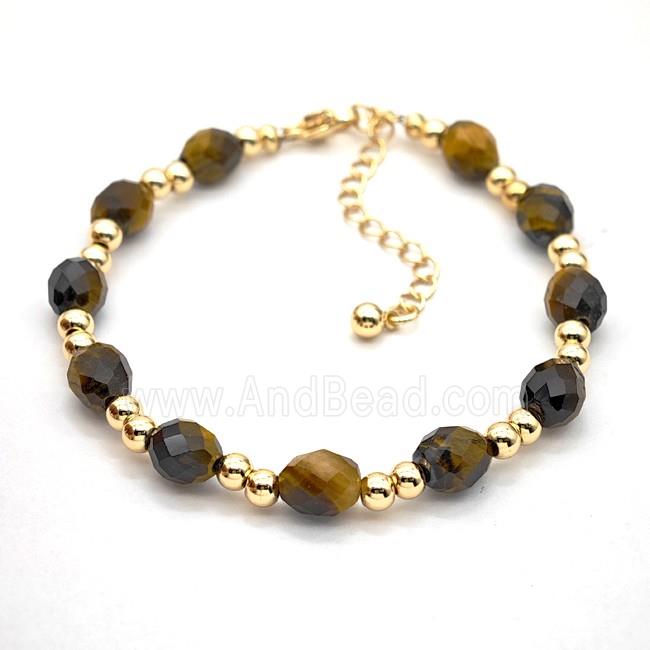 Tiger Eye Stone Bracelets With Copper Beads Adjustable