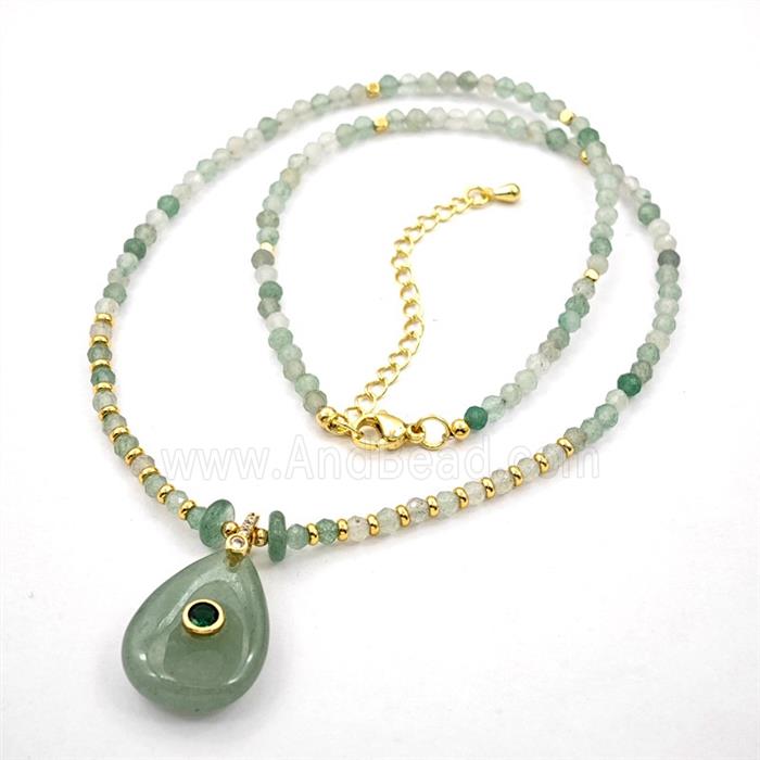 Green Aventurine Teardrop Pendant Necklaces