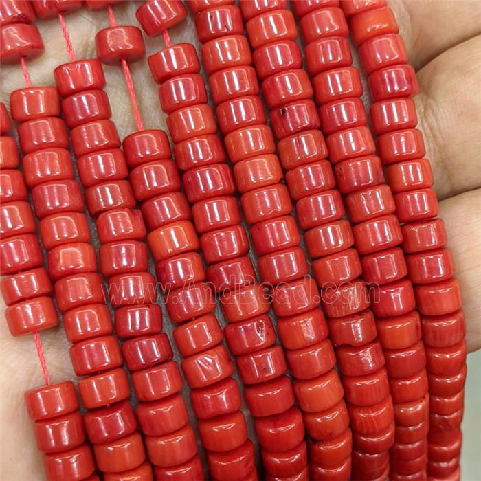 Natural Coral Heishi Beads Red Dye