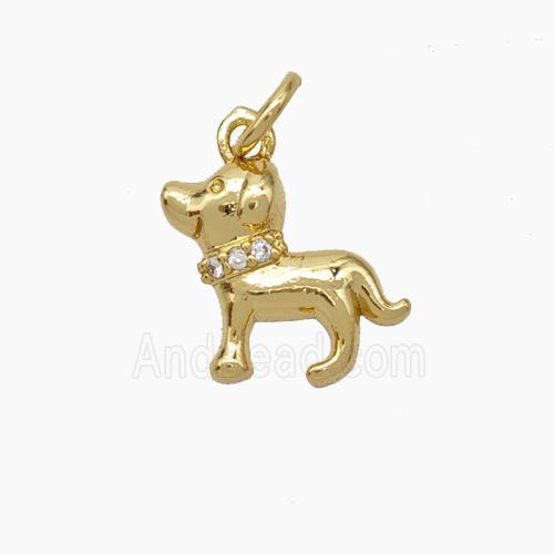 Copper Dog Pendant Pave Zirconia Gold Plated