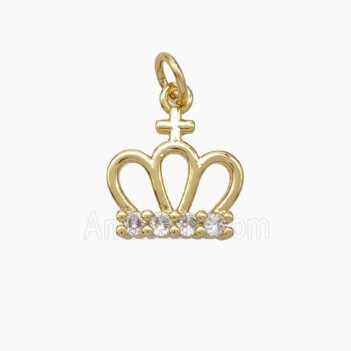 Copper Crown Pendant Pave Zirconia Gold Plated