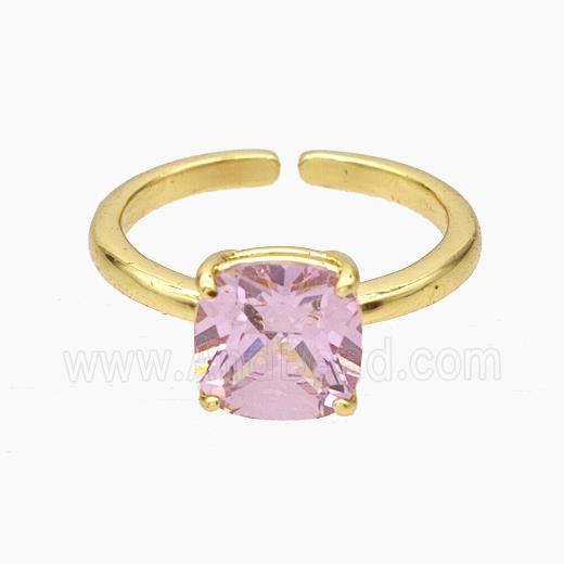 Copper Ring Pave Pink Zirconia Gold Plated