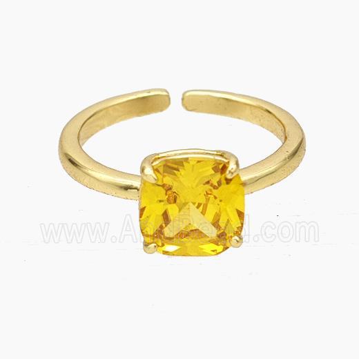 Copper Ring Pave Golden Zirconia Gold Plated