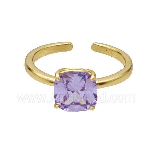 Copper Ring Pave Purple Zirconia Gold Plated