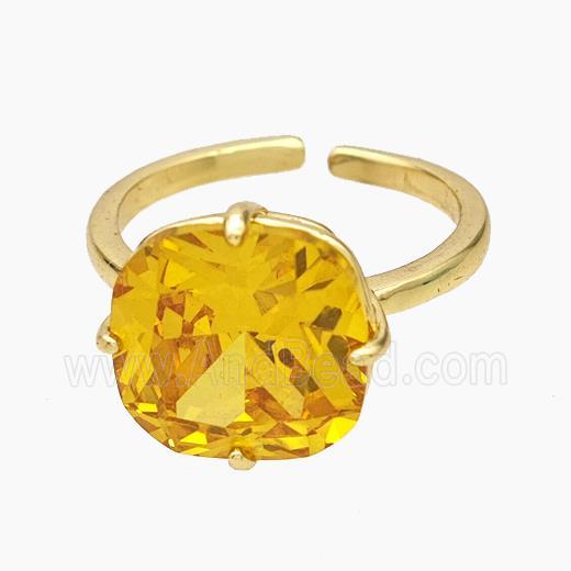 Copper Ring Pave Golden Zirconia Gold Plated