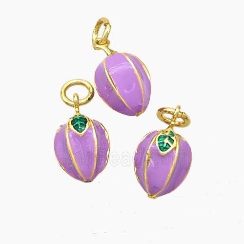 Copper Carambola Pendant Lavender Enamel Gold Plated