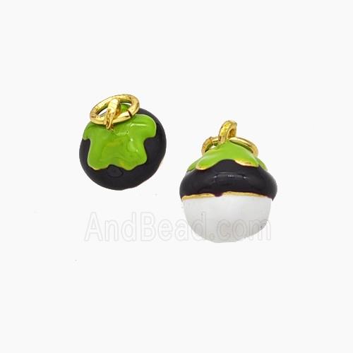 Copper Fruit Pendant White Black Enamel Gold Plated