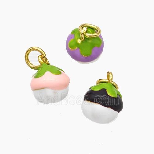 Copper Fruit Pendant Enamel Gold Plated Mixed Color