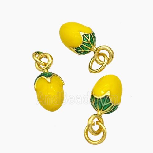 Copper Mango Pendant Yellow Enamel Gold Plated