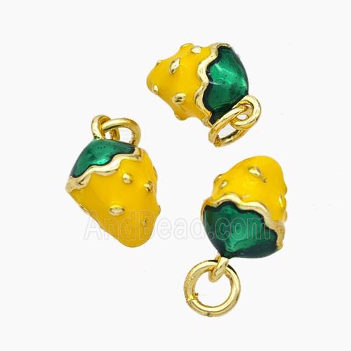 Copper Strawberry Pendant Yellow Enamel Gold Plated