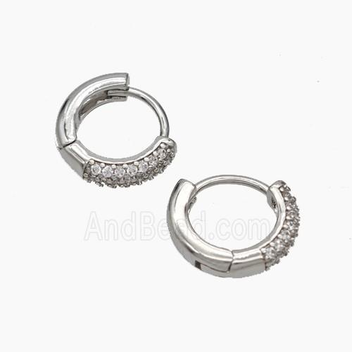 Copper Hoop Earrings Micropave Zirconia Platinum Plated