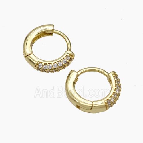 Copper Hoop Earrings Micropave Zirconia Gold Plated