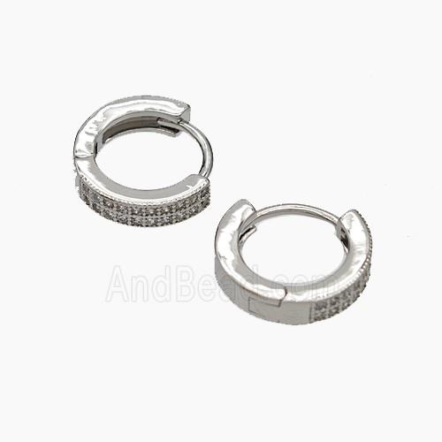 Copper Hoop Earrings Micropave Zirconia Platinum Plated