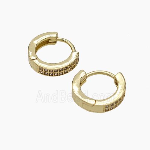 Copper Hoop Earrings Micropave Zirconia Gold Plated