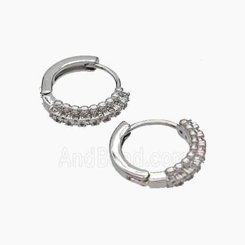 Copper Hoop Earrings Micropave Zirconia Platinum Plated