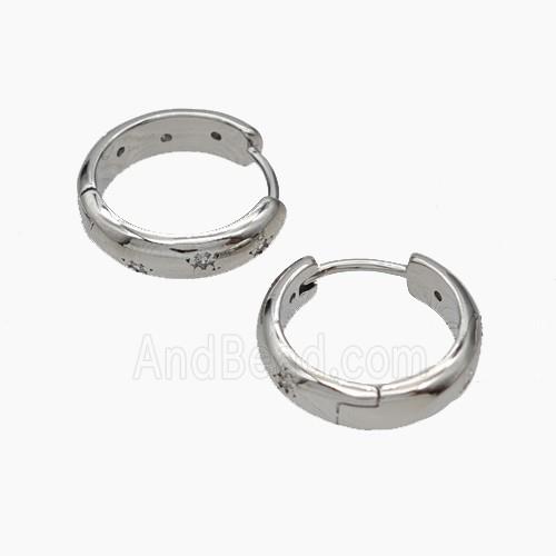 Copper Hoop Earrings Micropave Zirconia Platinum Plated