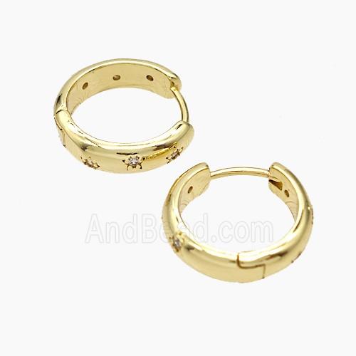 Copper Hoop Earrings Micropave Zirconia Gold Plated